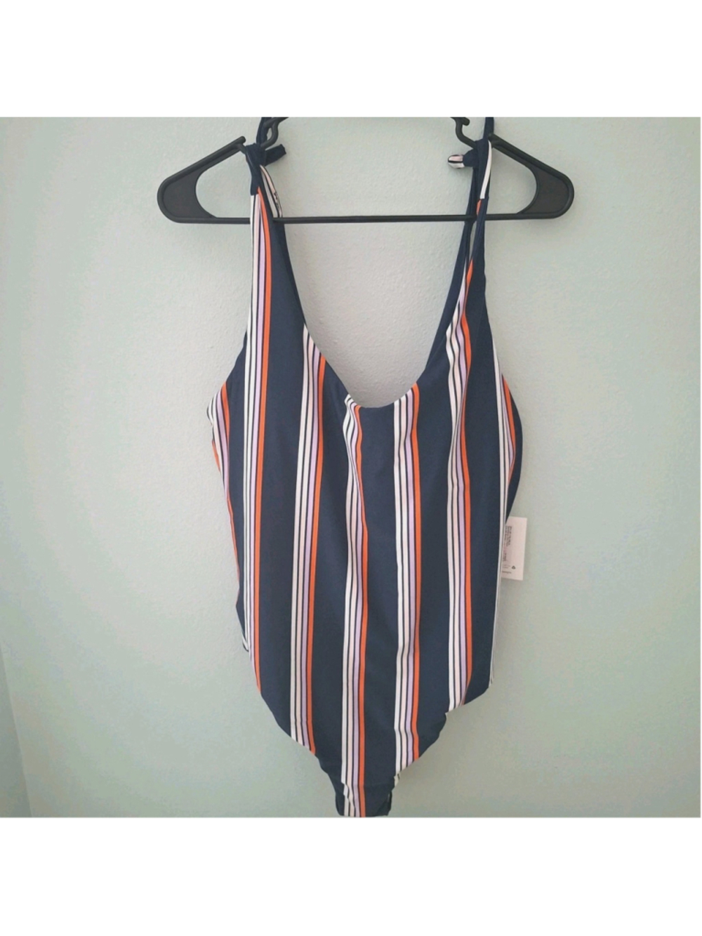 NWT Carve Designs Navy Orange Stripes One Piece Swimsuit Womens XL Sandhaven NEW